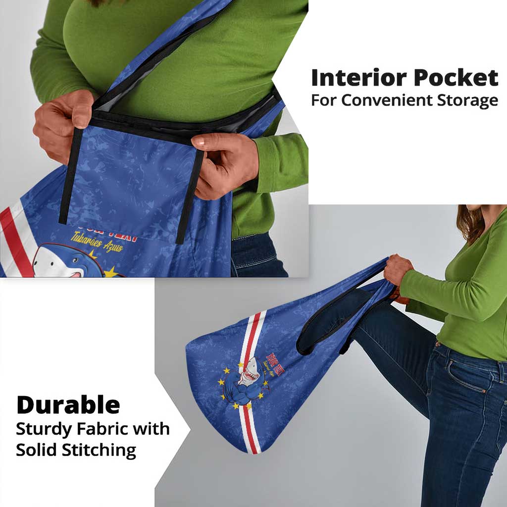 Custom Cabo Verde Football Grocery Bag Go Tubaroes Azuis