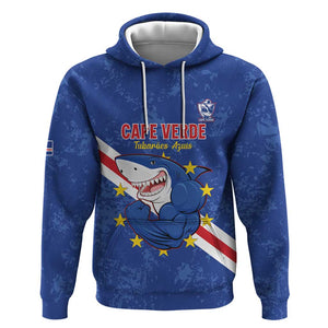 Custom Cabo Verde Football Hoodie Go Tubaroes Azuis