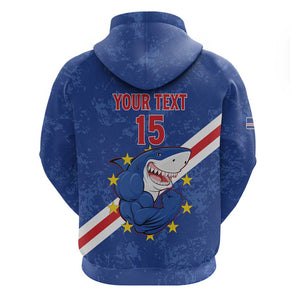 Custom Cabo Verde Football Hoodie Go Tubaroes Azuis
