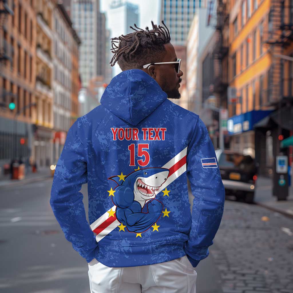 Custom Cabo Verde Football Hoodie Go Tubaroes Azuis