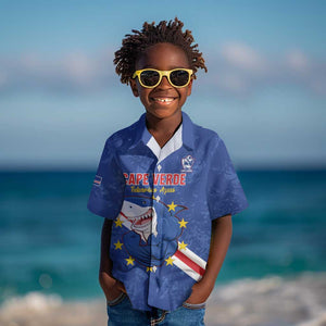Custom Cabo Verde Football Kid Hawaiian Shirt Go Tubaroes Azuis