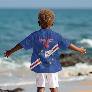 Custom Cabo Verde Football Kid Hawaiian Shirt Go Tubaroes Azuis