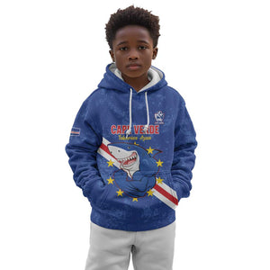 Custom Cabo Verde Football Kid Hoodie Go Tubaroes Azuis