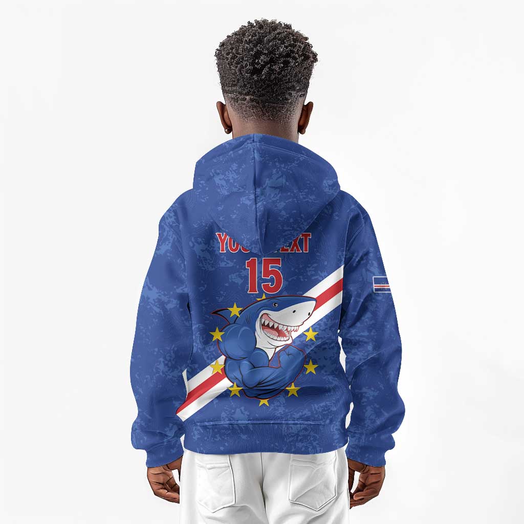 Custom Cabo Verde Football Kid Hoodie Go Tubaroes Azuis