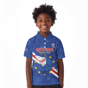 Custom Cabo Verde Football Kid Polo Shirt Go Tubaroes Azuis