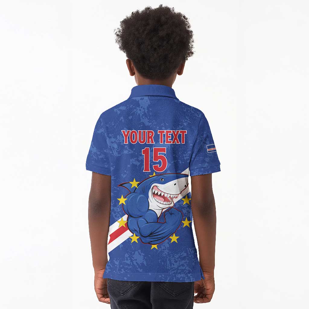Custom Cabo Verde Football Kid Polo Shirt Go Tubaroes Azuis