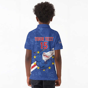 Custom Cabo Verde Football Kid Polo Shirt Go Tubaroes Azuis