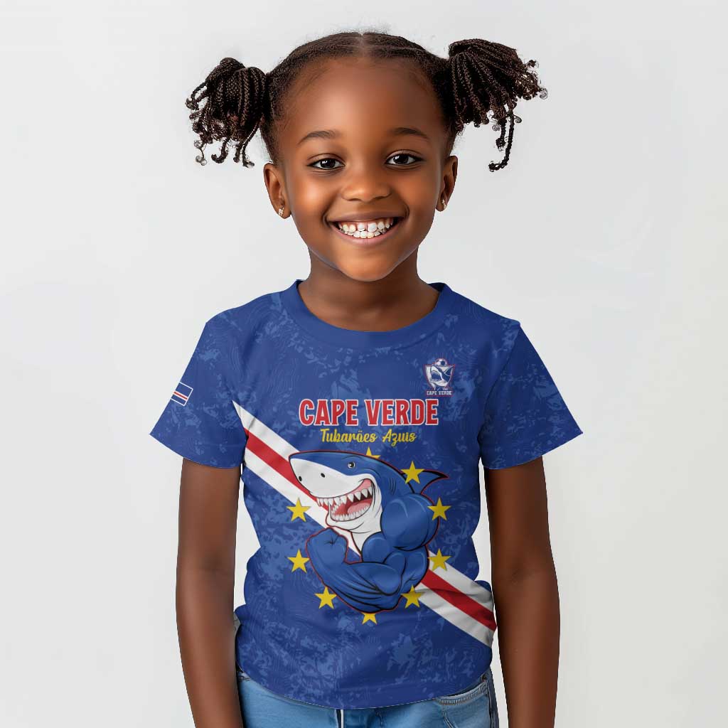 Custom Cabo Verde Football Kid T shirt Go Tubaroes Azuis