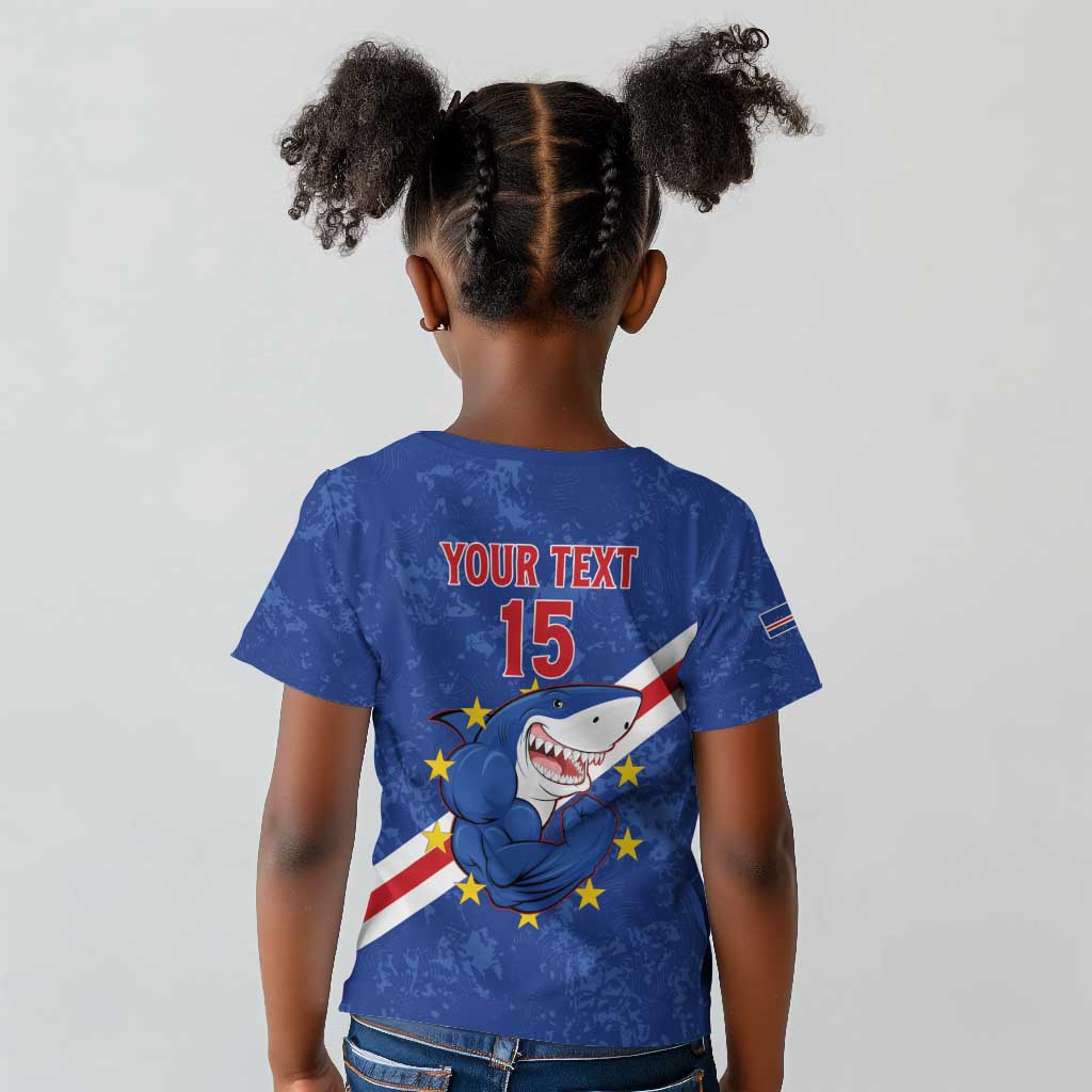Custom Cabo Verde Football Kid T shirt Go Tubaroes Azuis