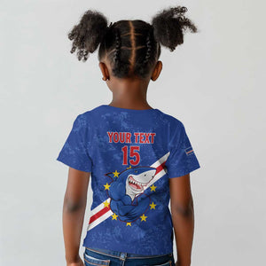 Custom Cabo Verde Football Kid T shirt Go Tubaroes Azuis
