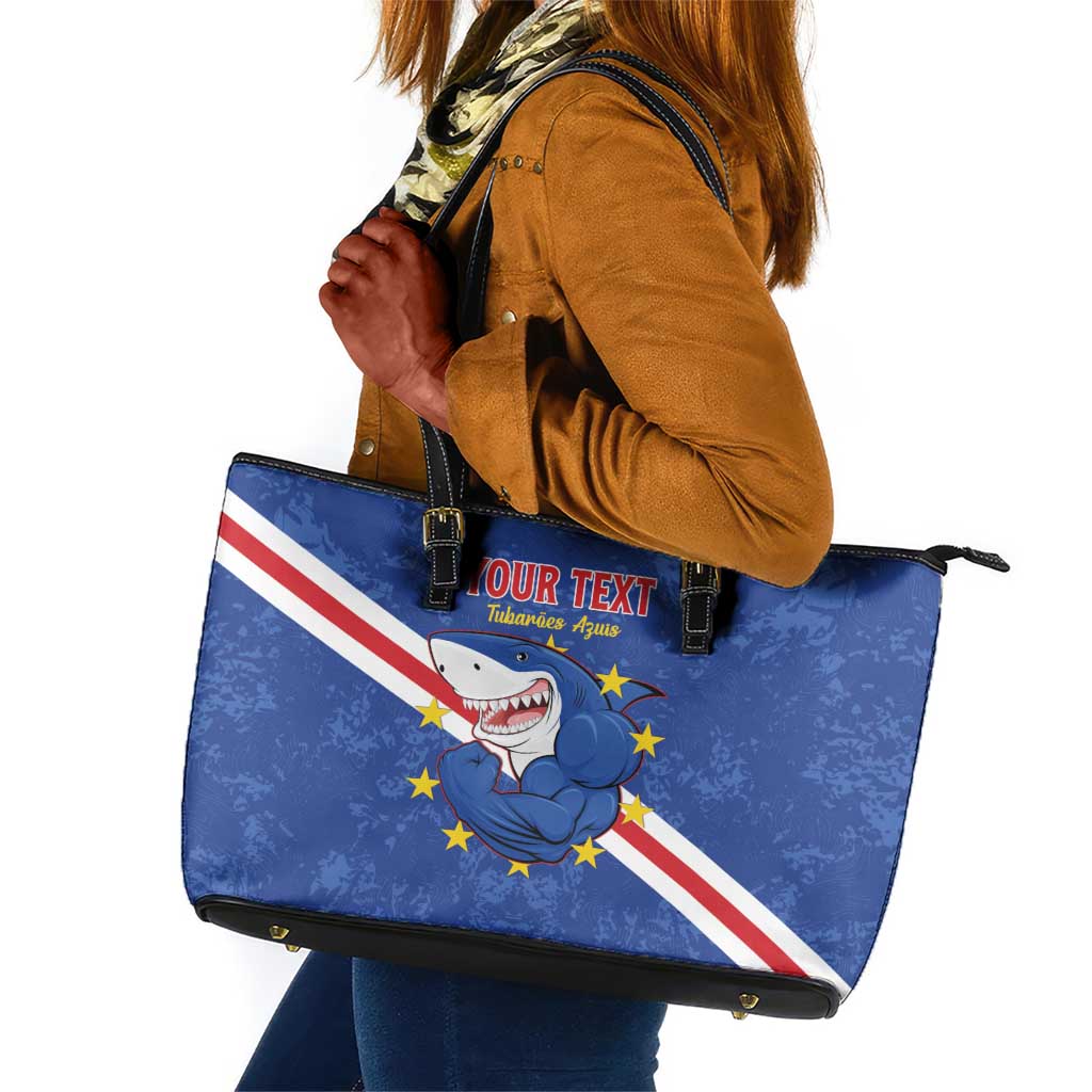 Custom Cabo Verde Football Leather Tote Bag Go Tubaroes Azuis