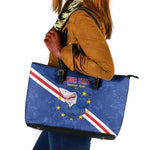 Custom Cabo Verde Football Leather Tote Bag Go Tubaroes Azuis