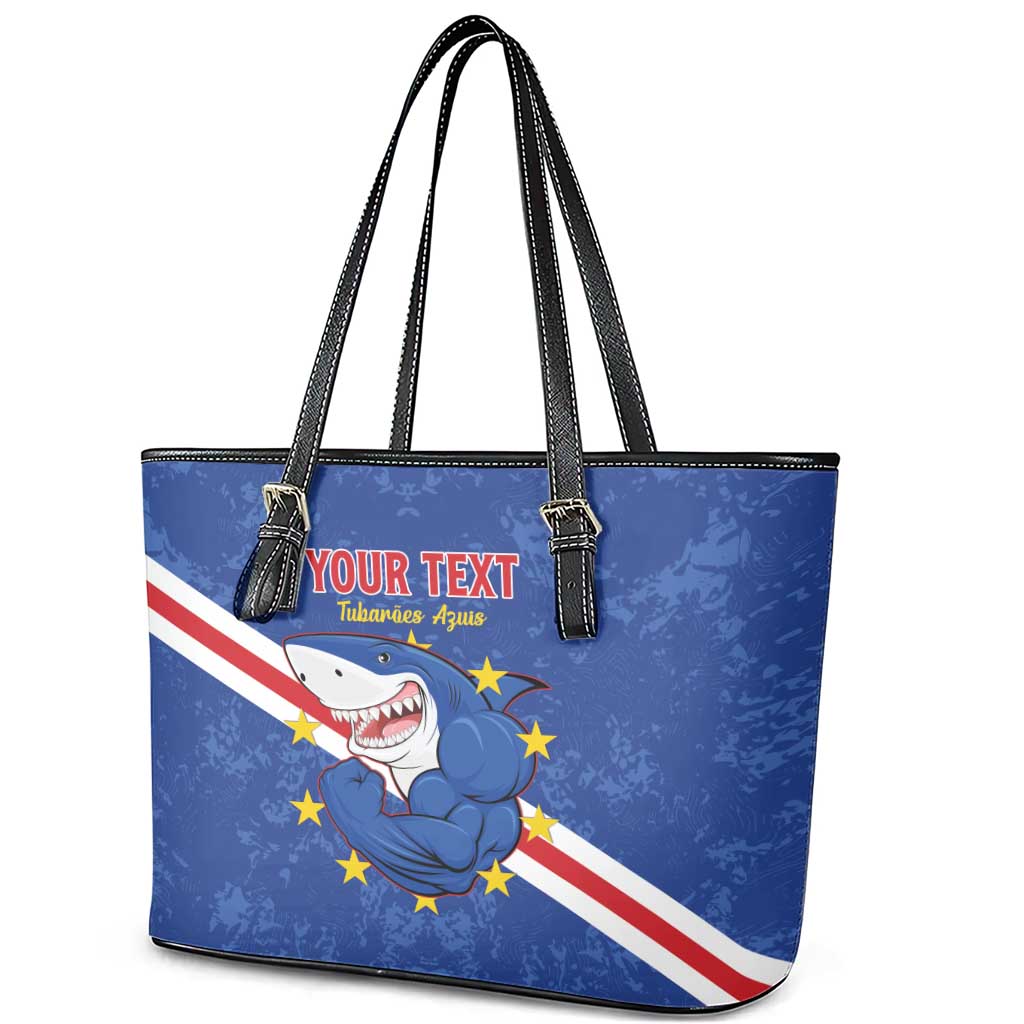 Custom Cabo Verde Football Leather Tote Bag Go Tubaroes Azuis