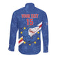 Custom Cabo Verde Football Long Sleeve Button Shirt Go Tubaroes Azuis