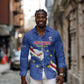Custom Cabo Verde Football Long Sleeve Button Shirt Go Tubaroes Azuis