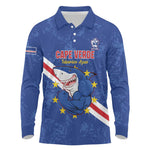 Custom Cabo Verde Football Long Sleeve Polo Shirt Go Tubaroes Azuis
