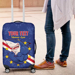 Custom Cabo Verde Football Luggage Cover Go Tubaroes Azuis