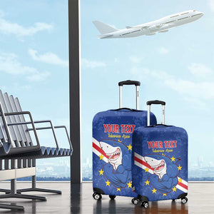 Custom Cabo Verde Football Luggage Cover Go Tubaroes Azuis