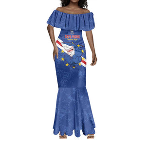 Custom Cabo Verde Football Mermaid Dress Go Tubaroes Azuis