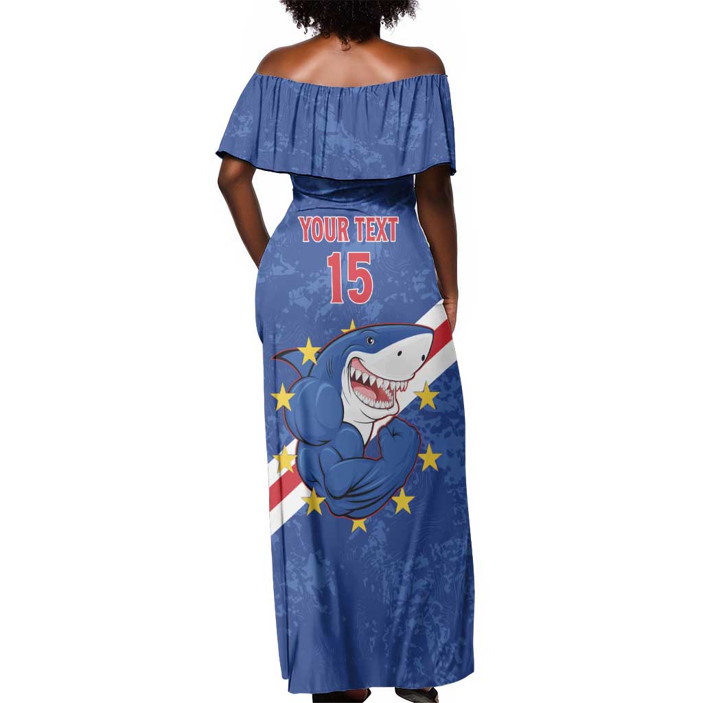 Custom Cabo Verde Football Off Shoulder Maxi Dress Go Tubaroes Azuis