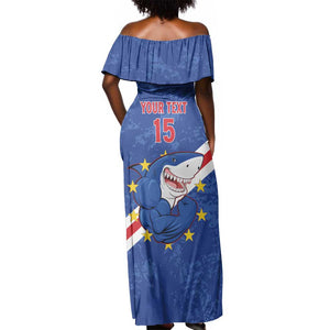 Custom Cabo Verde Football Off Shoulder Maxi Dress Go Tubaroes Azuis
