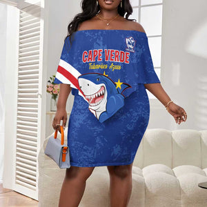 Custom Cabo Verde Football Off Shoulder Short Dress Go Tubaroes Azuis