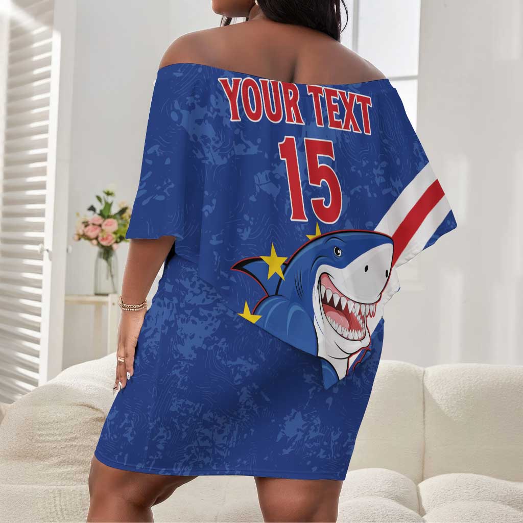 Custom Cabo Verde Football Off Shoulder Short Dress Go Tubaroes Azuis