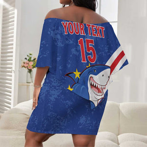 Custom Cabo Verde Football Off Shoulder Short Dress Go Tubaroes Azuis