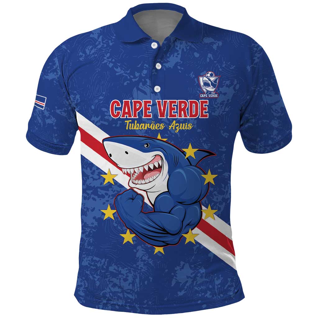 Custom Cabo Verde Football Polo Shirt Go Tubaroes Azuis