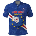 Custom Cabo Verde Football Polo Shirt Go Tubaroes Azuis