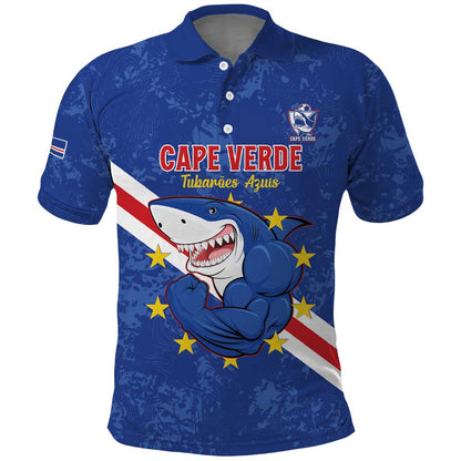 Custom Cabo Verde Football Polo Shirt Go Tubaroes Azuis