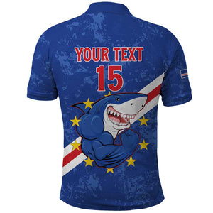 Custom Cabo Verde Football Polo Shirt Go Tubaroes Azuis