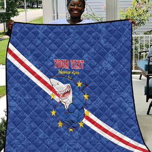 Custom Cabo Verde Football Quilt Go Tubaroes Azuis