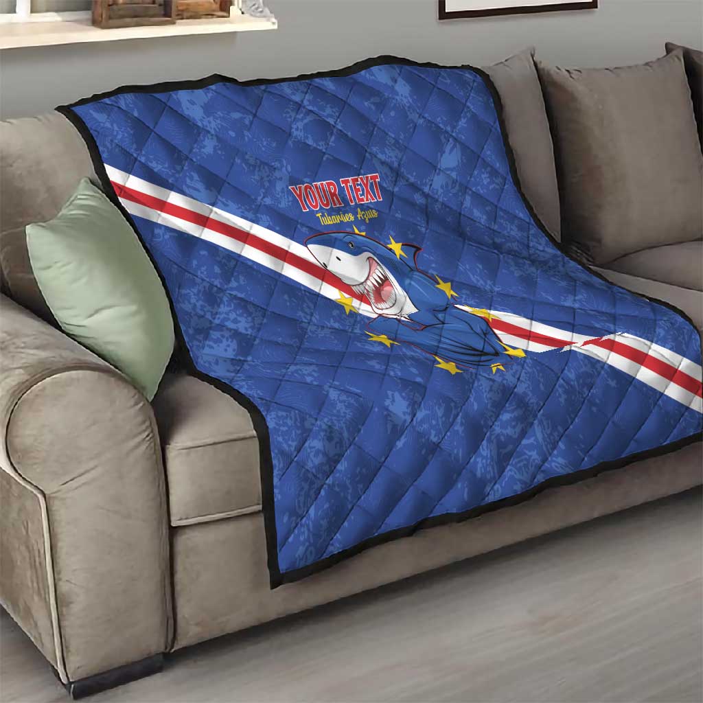 Custom Cabo Verde Football Quilt Go Tubaroes Azuis