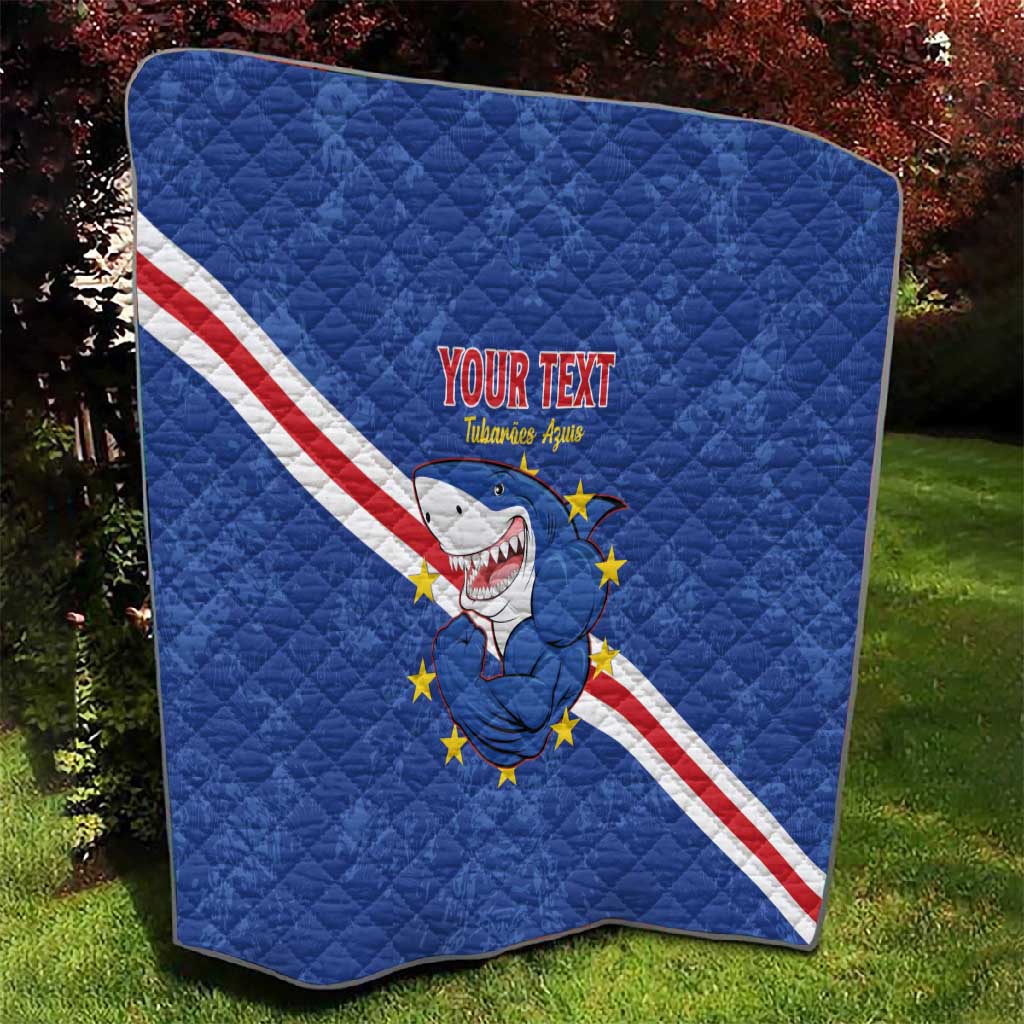 Custom Cabo Verde Football Quilt Go Tubaroes Azuis