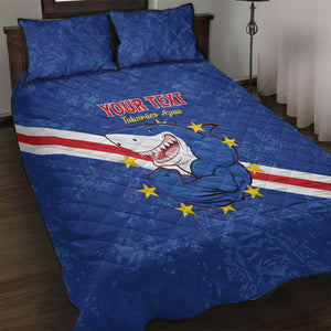 Custom Cabo Verde Football Quilt Bed Set Go Tubaroes Azuis