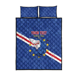 Custom Cabo Verde Football Quilt Bed Set Go Tubaroes Azuis