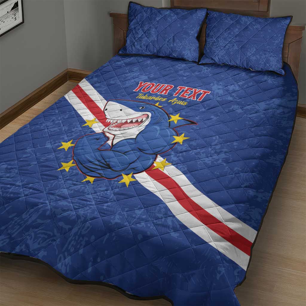Custom Cabo Verde Football Quilt Bed Set Go Tubaroes Azuis