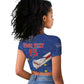 Custom Cabo Verde Football Raglan Cropped T shirt Go Tubaroes Azuis