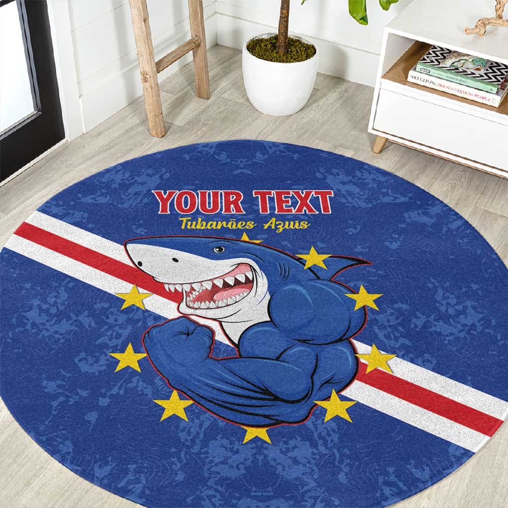 Custom Cabo Verde Football Round Carpet Go Tubaroes Azuis