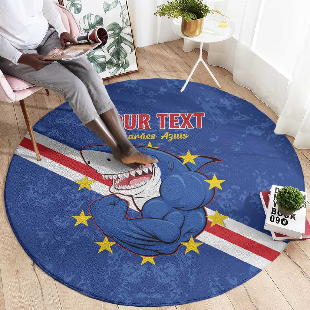 Custom Cabo Verde Football Round Carpet Go Tubaroes Azuis