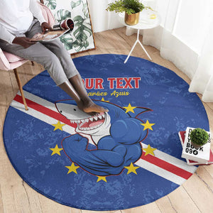 Custom Cabo Verde Football Round Carpet Go Tubaroes Azuis