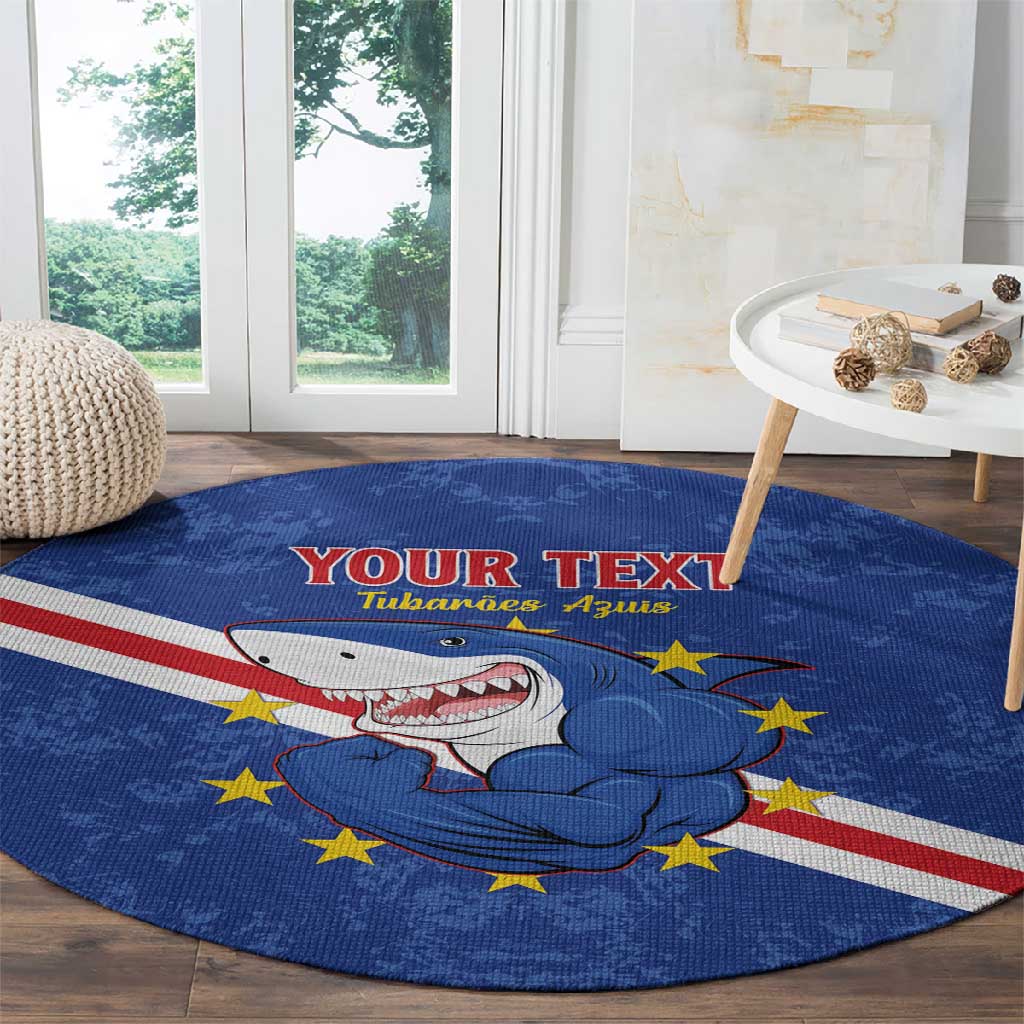 Custom Cabo Verde Football Round Carpet Go Tubaroes Azuis