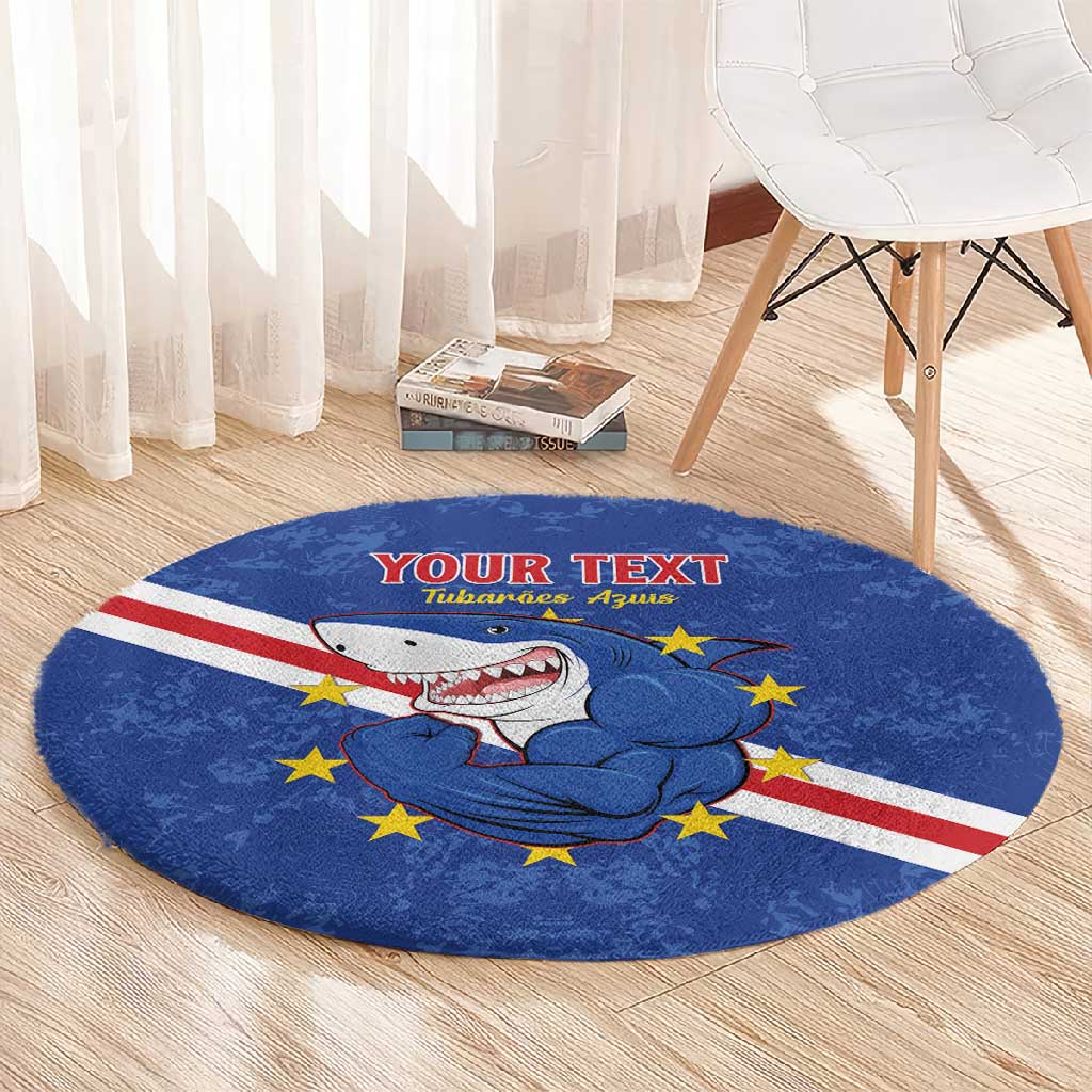 Custom Cabo Verde Football Round Carpet Go Tubaroes Azuis