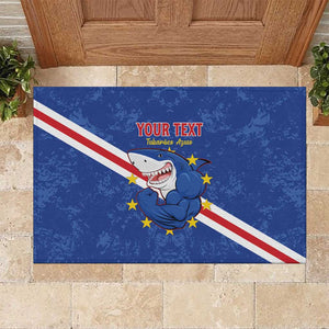 Custom Cabo Verde Football Rubber Doormat Go Tubaroes Azuis