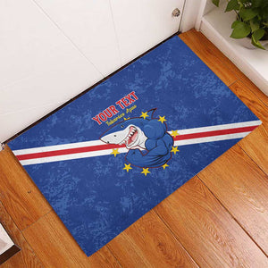 Custom Cabo Verde Football Rubber Doormat Go Tubaroes Azuis