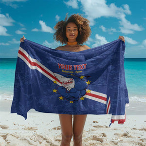 Custom Cabo Verde Football Sarong Go Tubaroes Azuis