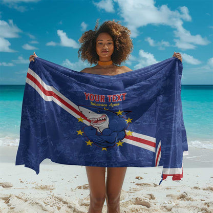 Custom Cabo Verde Football Sarong Go Tubaroes Azuis