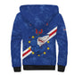 Custom Cabo Verde Football Sherpa Hoodie Go Tubaroes Azuis