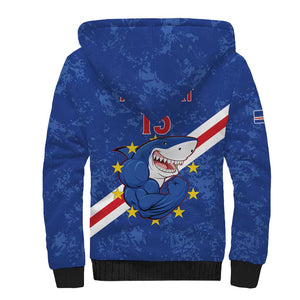 Custom Cabo Verde Football Sherpa Hoodie Go Tubaroes Azuis
